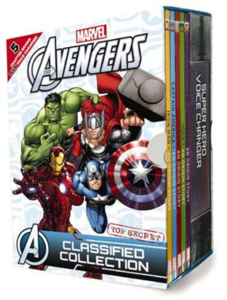 Marvel Avengers Classified Collection boxed set showcasing iconic heroes' backstories and adventures for fans and collectors.