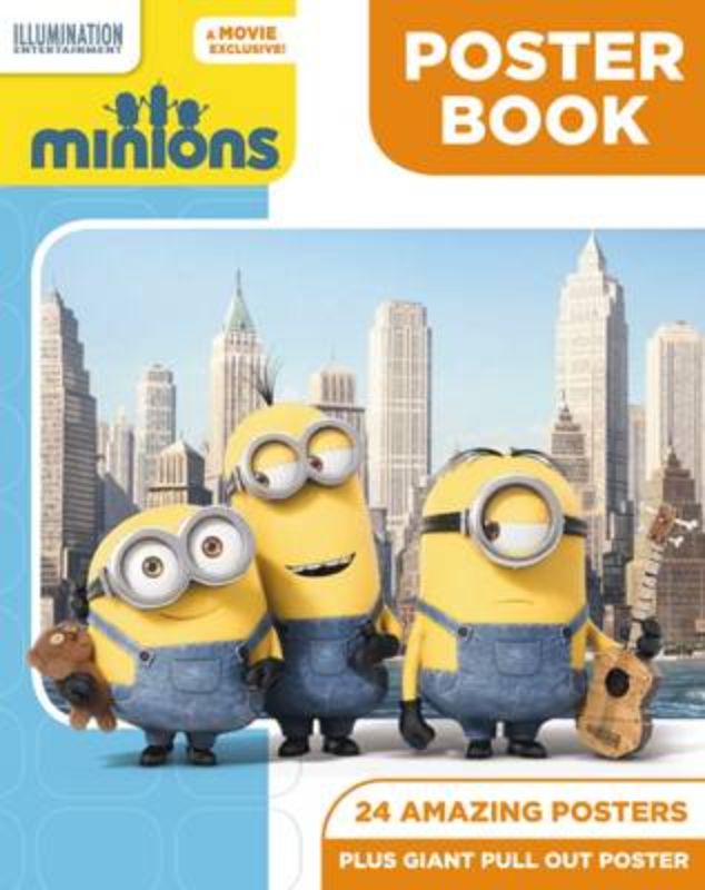 Colorful Minions Poster Book with 24 pages of illustrations and a giant pull-out poster for decorating and fun.