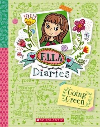 A colorful children's book titled "Going Green," promoting environmental awareness and teamwork through Ella's school election journey.