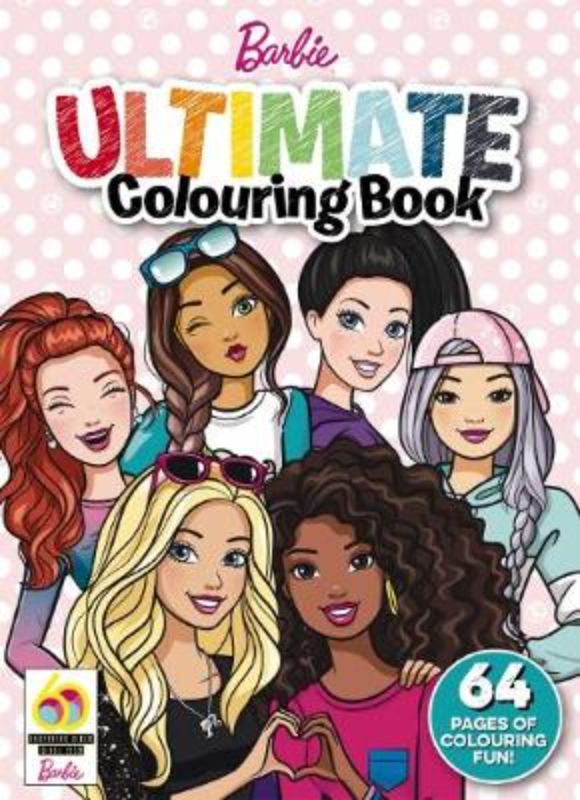 Colorful pages from the Barbie: Ultimate Colouring Book, featuring Barbie in imaginative scenarios for creative kids.