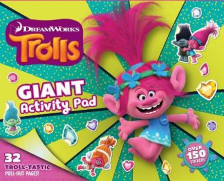 Giant activity pad featuring Trolls characters, with 32 engaging pages for creative play and a convenient carry handle.