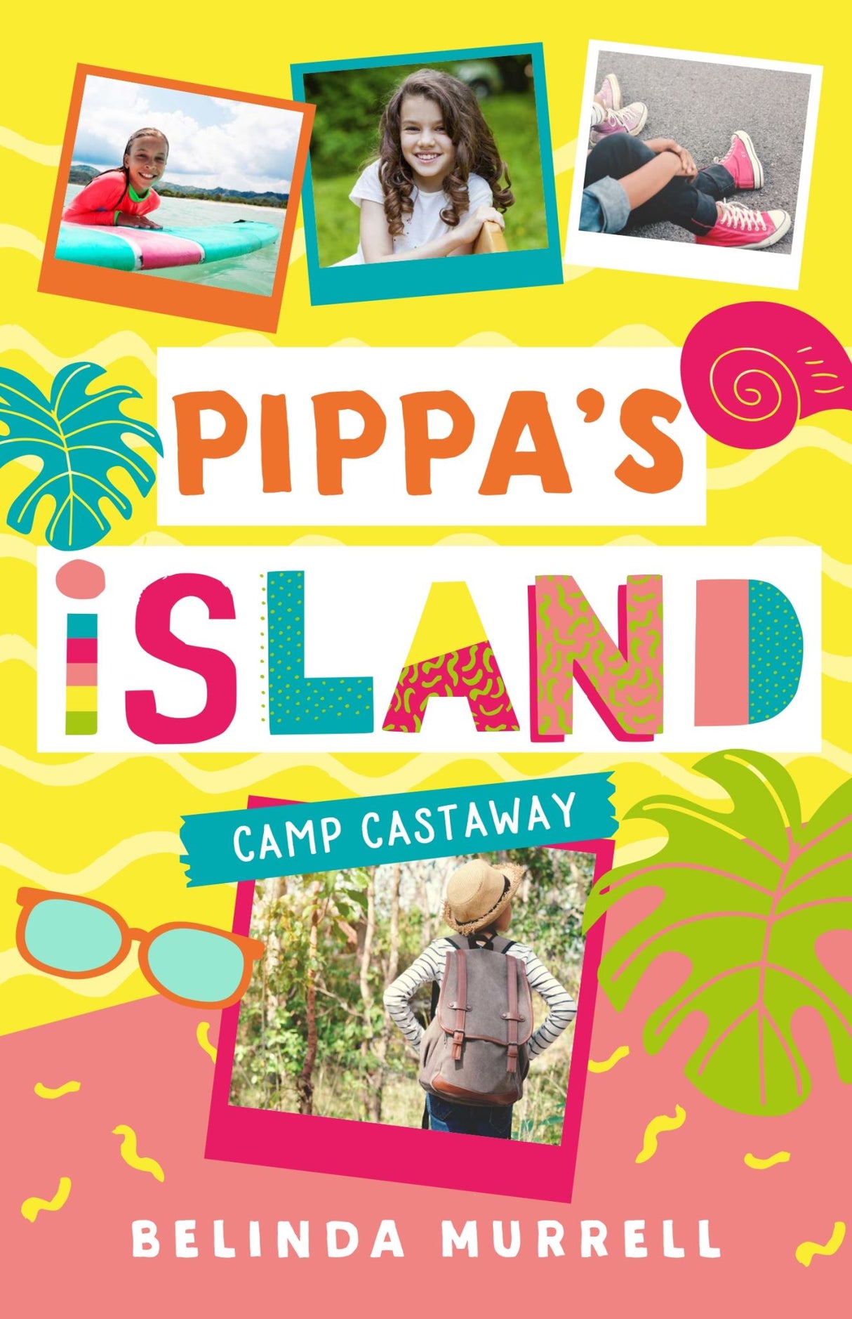 Cover of 'Pippa's Island 4: Camp Castaway' featuring a vibrant tropical island scene with adventurous kids exploring together.