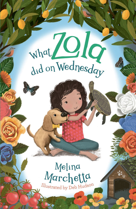 Illustrated cover of 'What Zola Did on Wednesday', a children's book featuring Zola's whimsical adventure on Boomerang Street.