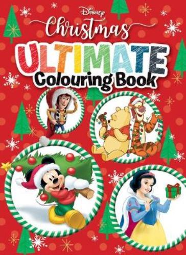 Disney Christmas Ultimate Colouring Book featuring 64 pages of festive illustrations with beloved Disney and Pixar characters.