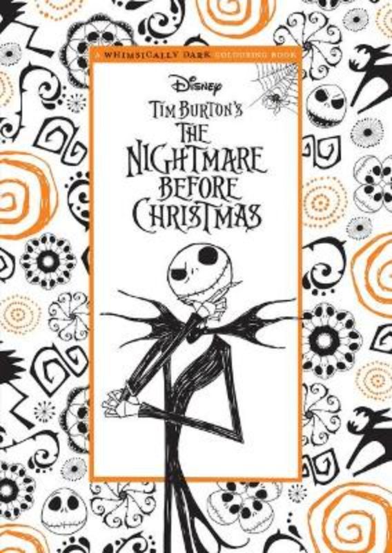 Adult colouring book featuring 80 intricate designs of characters from Tim Burton's The Nightmare Before Christmas.