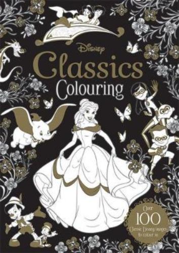 An adult colouring book featuring over 100 intricate Disney illustrations from classics like Dumbo, Bambi, and Aladdin.