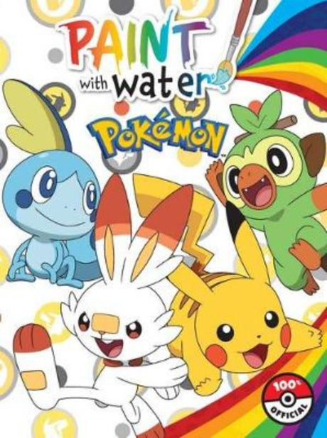 Colorful art book for kids featuring 32 pages of Pokémon illustrations for painting with water.