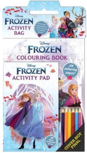 Vibrant Frozen Classic Activity Bag with coloring book, activity pad, and six colored pencils for creative young explorers.