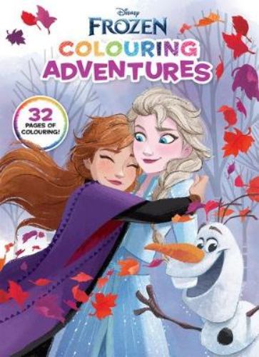 Coloring book featuring Frozen characters Anna and Elsa, with 32 illustrated pages for creative expression and fun.