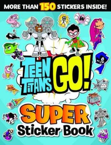 Colorful sticker book featuring Teen Titans characters, puzzles, and 100+ stickers for creative fun and activities.