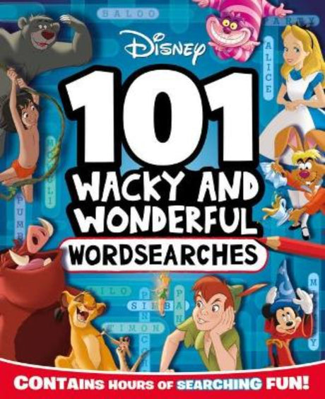 Activity book featuring over 100 Disney-themed word searches with characters like Dumbo and Pinocchio for endless fun.