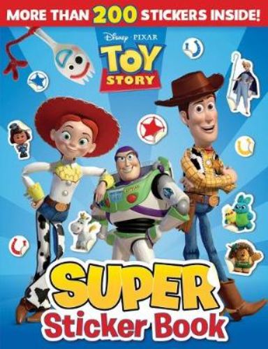 Colorful Toy Story sticker book featuring Woody, Buzz, and friends, with puzzles and over 200 stickers for creative fun.