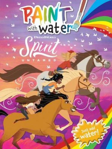 Activity book showcasing Spirit Untamed characters with printed paint palette for mess-free creativity and fun.