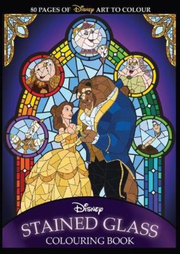 Disney Stained Glass Adult Colouring book featuring 80 intricate designs of beloved characters for a creative relaxation experience.