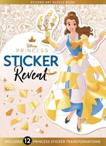 Colorful sticker reveal book featuring Disney Princesses and their magical transformations for creative kids' activities.