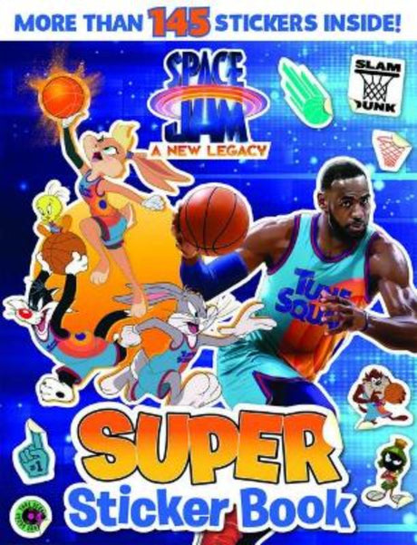 Colorful Space Jam: A New Legacy Super Sticker Book with 16 pages of fun activities and vibrant stickers for kids.