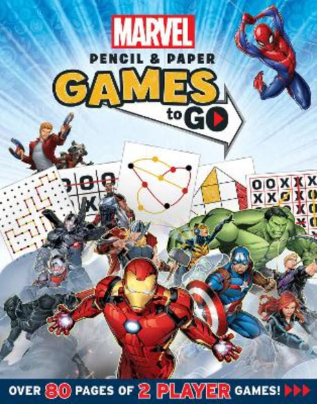 Activity book featuring over 80 two-player Marvel-themed games, perfect for travel and family fun.