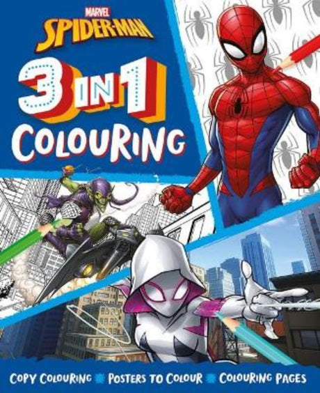 Activity book featuring Spider-Man with 32 pages of thrilling copy colouring, poster pages, and fun games for kids.