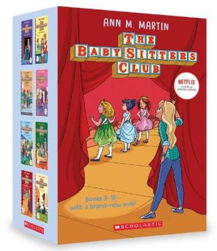 The Baby-Sitters Club #9-16 Netflix Boxed Set featuring engaging stories, perfect for young readers and fans of the series.