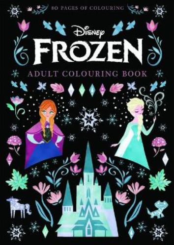 Adult colouring book featuring intricate Frozen designs, showcasing Elsa and Anna in 64 pages of creative relaxation.