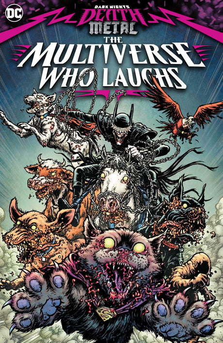 Graphic novel 'Dark Nights: Death Metal: The Multiverse Who Laughs' featuring chilling alternate realities and the Batman Who Laughs.