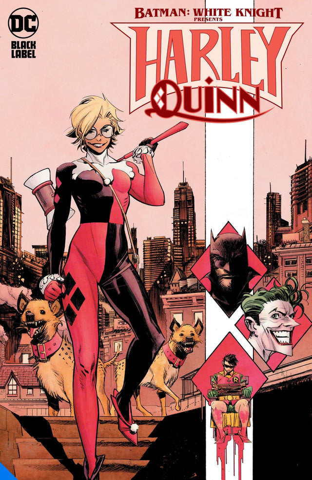 Graphic novel cover of Batman: White Knight Presents: Harley Quinn, featuring Harley defending Gotham against new villains.