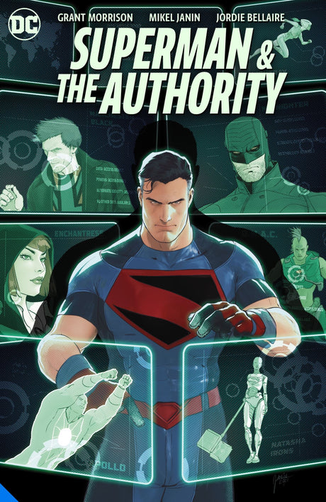 Graphic novel "Superman & The Authority" showcasing stunning art and thrilling teamwork among iconic heroes.