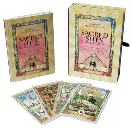 Beautifully illustrated oracle cards featuring 52 sacred sites, guiding spiritual journeys through past, present, and future.