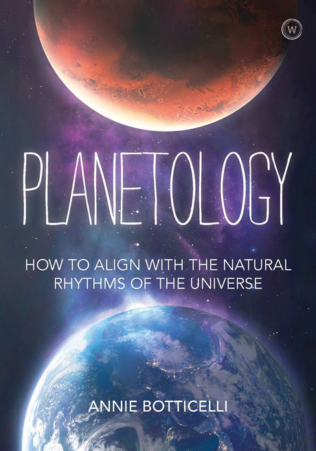 Cover of "Planetology," an astrological guide for personal growth, featuring insights and projects for aligning with planetary cycles.