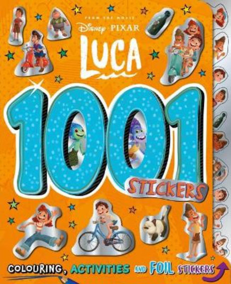 Colorful Disney Pixar Luca sticker book with 1001 stickers for creative fun and artistic expression for all ages.