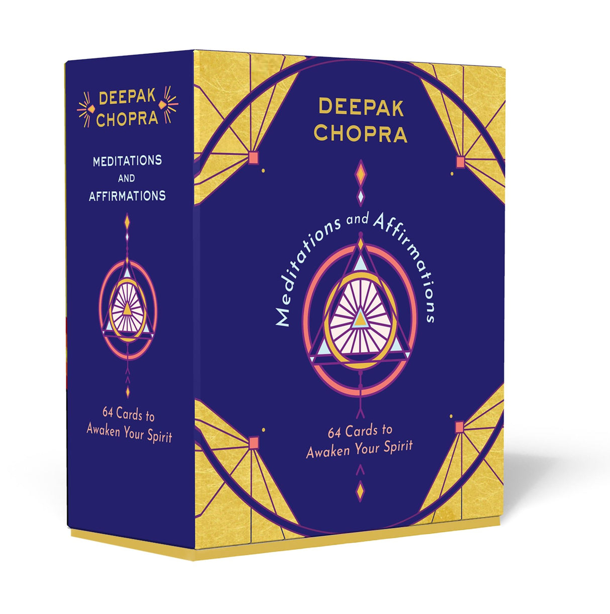 Meditations and Affirmations card deck by Deepak Chopra featuring 64 beautifully illustrated mindfulness cards for personal growth.