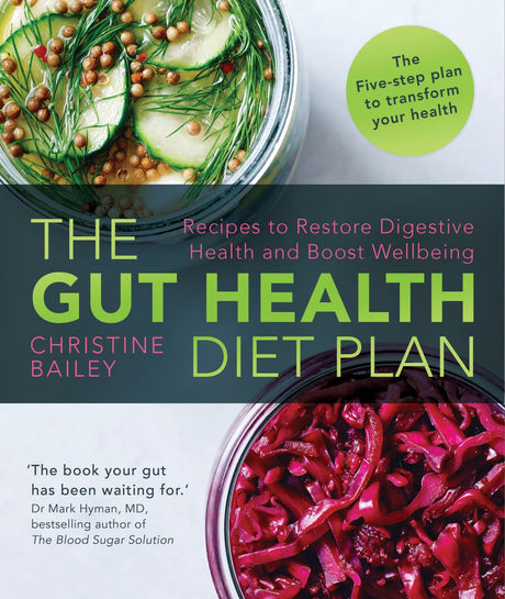 Cover of "The Gut Health Diet Plan" showcasing a 30-day healing program for optimal gut health and overall wellness.