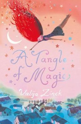 Cover of "A Tangle of Magic," featuring sparkling red-haired girl Penelope in a whimsical fantasy setting.