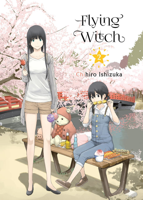 A whimsical trade paperback of *Flying Witch, 2*, featuring Makoto's magical journey in rural Aomori, Japan, with her cat Chito.