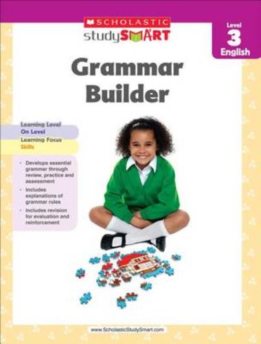 Scholastic Study Smart Grammar Builder Grade 3 workbook cover showcasing engaging grammar exercises for young learners.