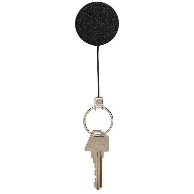 Rexel ID retractable metal key holder with nylon cord, featuring easy-attach clip and durable design for quick key access.