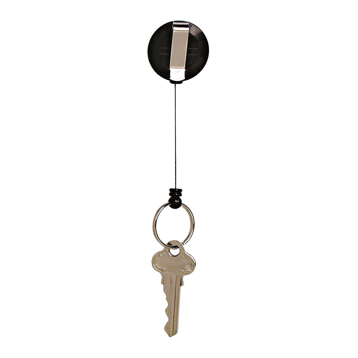 Mini retractable key holder by Rexel with 83cm nylon cord, compact design, and easy clip for secure key accessibility.