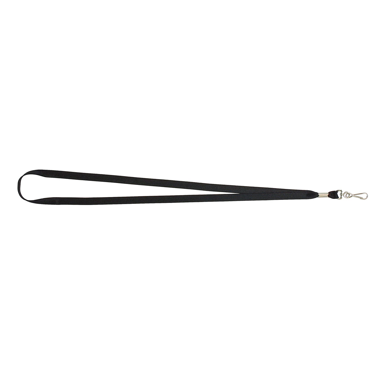 Black Rexel ID flat style lanyards with swivel clip, 10-pack, perfect for displaying ID cards at events and workplaces.