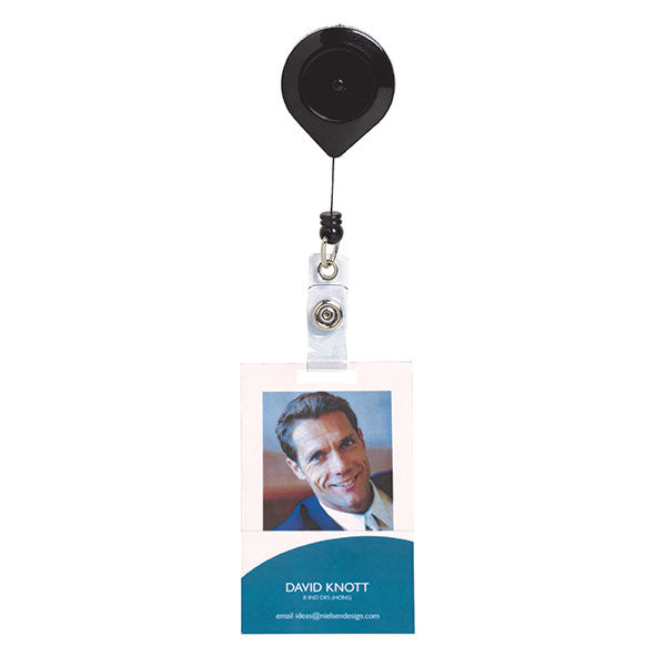 Rexel retractable card holders with strap lock, pack of 6, for secure ID access and hands-free convenience.