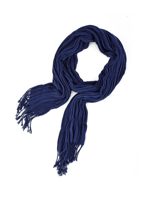 Ladies Monotone Knitted Scarf in Patriot Blue, soft viscose with fringed edges, ideal for casual and corporate outfits.