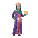 Child's Costume Nativity King Wise Man for ages 5-6, featuring a tunic, crown, and cardboard gift box for festive celebrations.