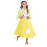 Costume for kids aged 6-8 featuring a stylish dress and trendy jacket inspired by Sandy from Grease, perfect for themed events.