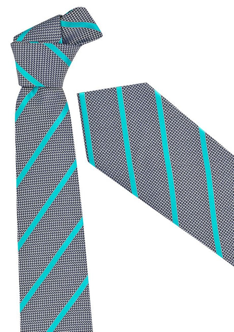 Mens Dynasty Green tie featuring a single contrast stripe, crafted from durable polyester for formal and business casual wear.