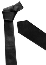 Mens Slim Black Tie from Biz Collection, 100% polyester, modern silhouette for formal or business attire.
