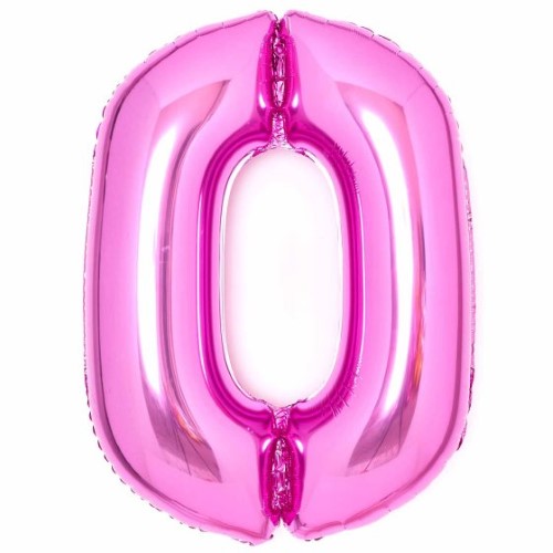 Large pink foil balloon shaped as number 0, measuring 64cm x 90cm, ideal for celebrations and photo opportunities.