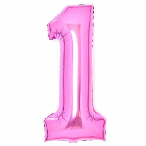Large Number 1 Pink Foil Balloon 37cm w x 82cm h