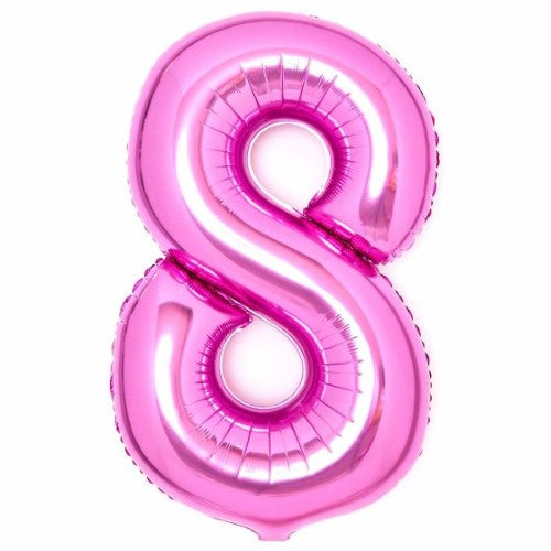 Large Number 8 Pink Foil Balloon 54cm w x 87cm h