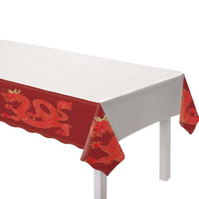 Elegant hot-stamped Chinese New Year paper tablecover, 1.2m x 1.8m, featuring traditional motifs for festive celebrations.