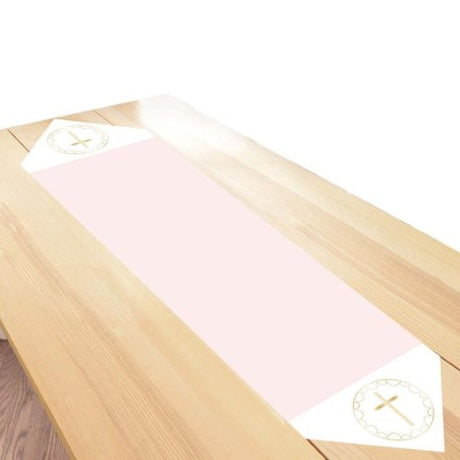 Botanical Celebration Pink Table Runner, 46cm x 1.2m, featuring a floral design for elegant dining decor.