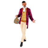 Men's Large Mr. Fox costume featuring fur-like top, stylish necktie, playful tail, eye mask, and accessory bag.